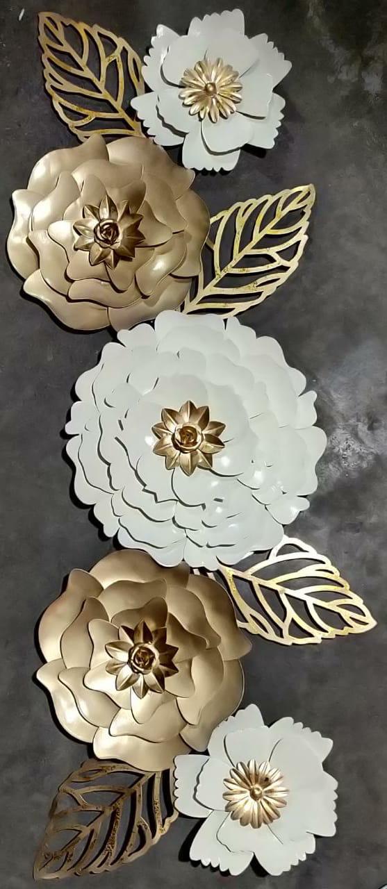 Metal White Flower Wall Art - Derircor